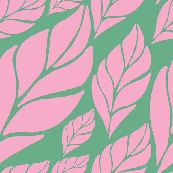Розовый и зеленый повторяющиеся листья бесшовный повторяющийся шаблон — стоковый вектор