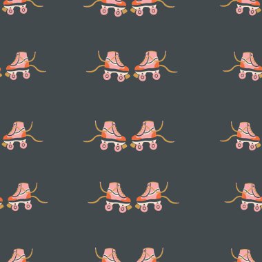 Pembe Retro Vintage Paten Donanma mavisi arka planlı Kusursuz tekrarlama deseni.