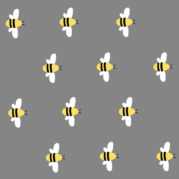 Eenvoudige naadloze grijze vector herhaal hommel patroon. — Stockvector