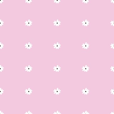 Papatya Çiçeği deseni pembe arkaplanlı basit bir tekrarlama. Kusursuz çiçek deseni. Tekrarlayan dokuyu biçimlendir. 