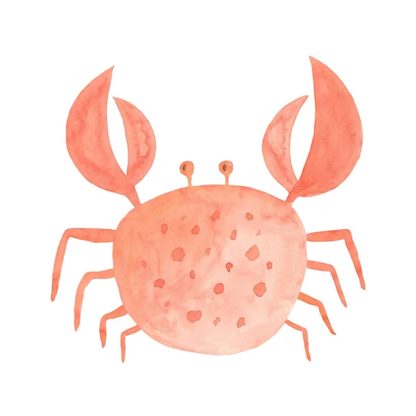 Watercolor elements of the marine theme- crab on white background. Hand painted illustration. Fresh ocean organic seafood. Perfect for logotype, menu, decoration, restaurant, food labels, packaging. — Stock Photo, Image