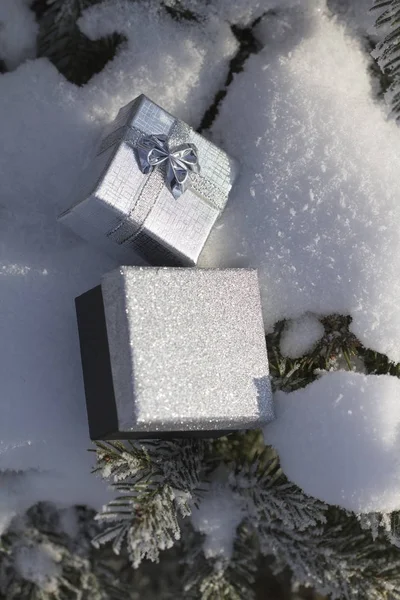 Jul dekoration box (silver) — Stockfoto