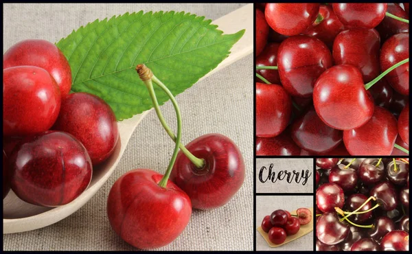 Kollázs a red cherry-téglalap — Stock Fotó