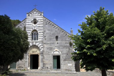 Portovenere ( SP ), Italy - April 15, 2017: Church of San Lorenzo, Portovenere, gulf of Poets, Cinque Terre, La Spezia, Liguria, Italy