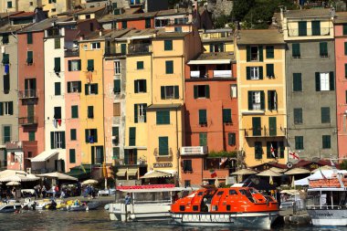 Portovenere ( SP ), Italy - April 15, 2017: Wiew of Portovenere village, gulf of Poets, Cinque Terre, La Spezia, Liguria, Italy