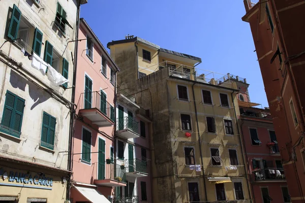 Riomaggiore Italy April 2017 Houses Riomaggiore Village Gulf Poets Cinque — Stockfoto