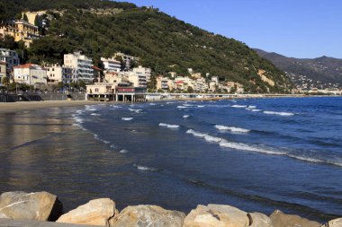 Laigueglia (SV), Italy - February 15, 2017: Laigueglia beach, Riviera dei Fiori, Savona, Liguria, Italy.