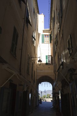 Laigueglia (SV), Italy - February 15, 2017: A central road in Laigueglia village, Riviera dei Fiori, Savona, Liguria, Italy.