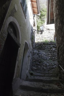Triora (IM), Italy - February 15, 2017: An old house in the witches village of Triora, Imperia, Liguria, Italy. 