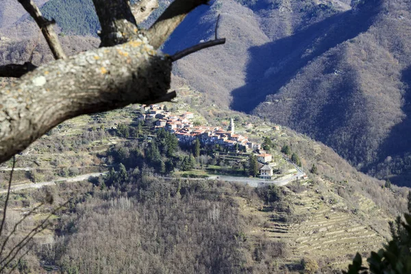 Triora Itália Fevereiro 2017 Vista Aldeia Bruxas Triora Imperia Ligúria — Fotografia de Stock