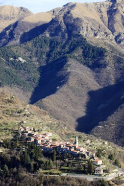 Triora (IM), Italy - February 15, 2017: View from The witches village of Triora, Imperia, Liguria, Italy. 
