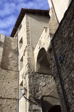Triora (IM), Italy - February 15, 2017: Old houses details in The witches village of Triora, Imperia, Liguria, Italy. 