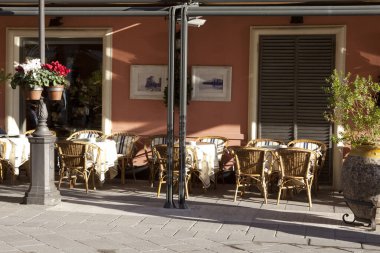 Alassio (SV), Italy - February 15, 2017: A typical bar in Alassio, Riviera dei Fiori, Savona, Liguria, Italy.