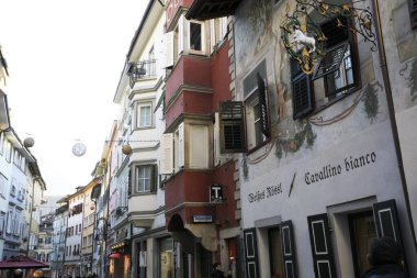 Bolzano (BZ), Italy - December 01, 2019: A facade datail in Bolzano town, Bolzano, Alto Adige, Italy