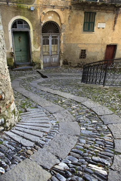 Triora Italia Febrero 2017 Camino Piedra Través Las Casas Pueblo — Foto de Stock