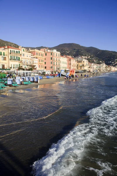 Alassio Italy February 2017 Alassio Beach Riviera Dei Fiori Savona — Stock Photo, Image