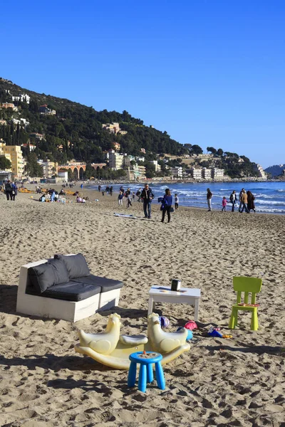 Alassio Febbraio 2017 Spiaggia Alassio Riviera Dei Fiori Savona Liguria — Foto Stock