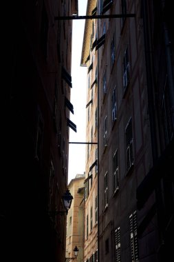 Camogli (GE), Italy - June 01, 2017: A typical house in the fishing village of Camogli, Gulf of Paradise, Portofino National Park, Genova, Liguria, Italy