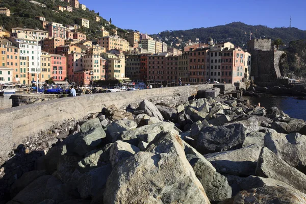 Camogli Italy June 2017 Camogli Harbour Fishing Village Camogli Gulf — стоковое фото