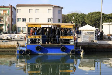 Cesenatico (Fc), İtalya - 1 Ocak 2019: Liman kanalı Leonardesque, Cesenatico, Forli Cesena, Emilia Romagna, İtalya.