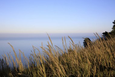 Ancona, İtalya - 1 Ocak 2019: Mezzavalle plajı, Riviera del Conero, Adriyatik Denizi, Ancona, Marche, İtalya 