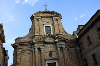 Recanati (MC), Italy - January 1, 2019: San Vito church facade in Recanati village, Recanati, Macerata, Marche, Italy 
