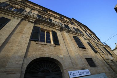 Recanati (MC), Italy - January 1, 2019: The home and birthplace of Count Giacomo Leopardi, Italian poet, essayist, and philologist, in  Recanati village,  Recanati, Macerata, Marche, Italy 
