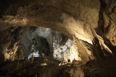 Genga (AN), Italy - January 1, 2019: Frasassi caves inside,  Genga, Ancona, Marche, Italy 
