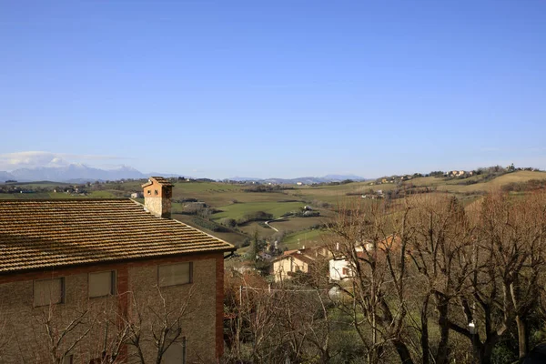 Corinaldo Italië Januari 2019 Uitzicht Vanaf Buitenmuur Corinaldo Dorp Corinaldo — Stockfoto