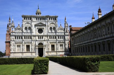 Pavia (Pv), İtalya - Haziran 09, 2018: Certosa di Pavia, Pavia, Lombardy, İtalya 