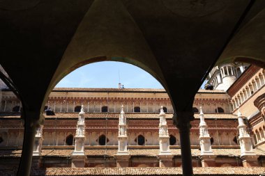 Pavia (Pv), İtalya - Haziran 2018: Certosa di Pavia bölgesi ve Kartaca Manastırı, Pavia, Lombardiya, İtalya 