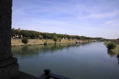 Pavia (PV), Italy - June 09, 2018: Ticino river in Pavia, Pavia, Lombardy, Italy