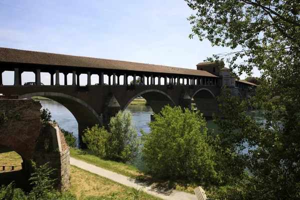 Pavía Italia Junio 2018 Ponte Coperto Puente Cubierto También Conocido — Foto de Stock