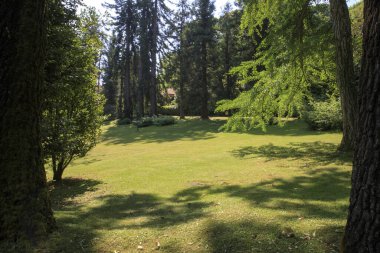 Stresa (Vco), İtalya - 2 Haziran 2018: Villa Pallavicino bahçesi, Stresa, Verbano-Cusio-Ossola, Piedmont, Ital