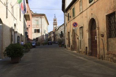 Ascanio (Si), İtalya - 01 Haziran 2016: Asciano, crete senesi, Toskana, İtalya
