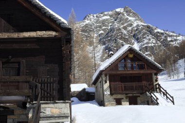 Devero Park (Verbano-Cusio-Ossola), İtalya - 15 Ocak 2017: Alpe Devero Park, Ossola Vco, Piedmont, İtalya