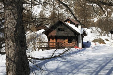 Devero Park (Verbano-Cusio-Ossola), İtalya - 15 Ocak 2017: Alpe Devero Park, Ossola Vco, Piedmont, İtalya