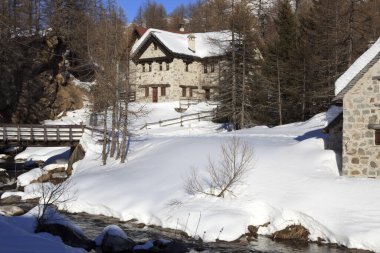 Devero Park (Verbano-Cusio-Ossola), İtalya - 15 Ocak 2017: Alpe Devero Park, Ossola Vco, Piedmont, İtalya