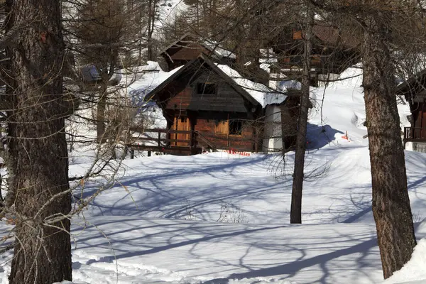 Devero Park Verbano Cusio Ossola Italien Januar 2017 Typische Häuser — Stockfoto