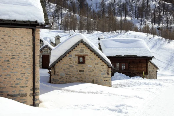 Devero Park Verbano Cusio Ossola Italy January 2017 Crampiolo Village — Stockfoto