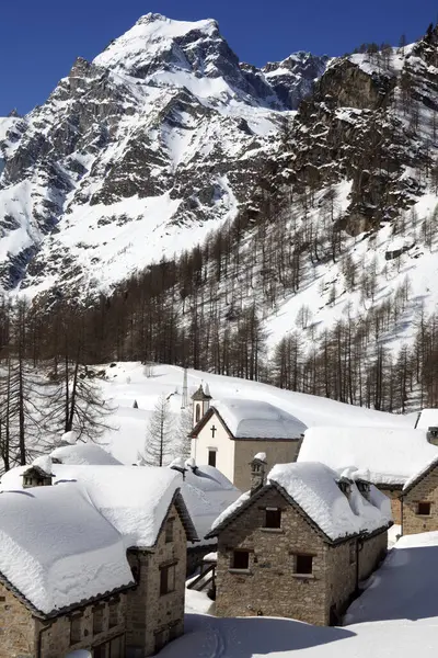 Devero Park Verbano Cusio Ossola Italy January 2017 Crampiolo Village — Stockfoto