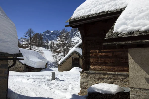 Devero Park Verbano Cusio Ossola Italy January 2017 Crampiolo Village — 图库照片