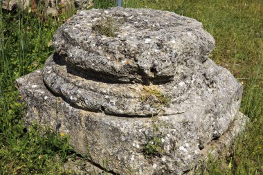 Roselle (GR), Italy - June 19, 2017: Etruscan ruins in archaeological site in Roselle, Grosseto, Tuscany, Italy, Europe