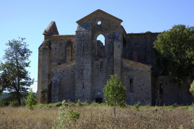 Chiusdino (SI), Italy - September 10, 2017: San Galgano Abbey view in Chiusdino village, Siena, Tuscany, Italy, Europe