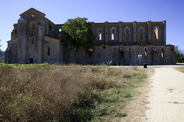 Chiusdino Italy September 2017 San Galgano Abbey View Chiusdino Village — Stock Photo, Image