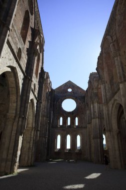 Chiusdino (SI), Italy - September 10, 2017: San Galgano Abbey inside view in Chiusdino village, Siena, Tuscany, Italy, Europe