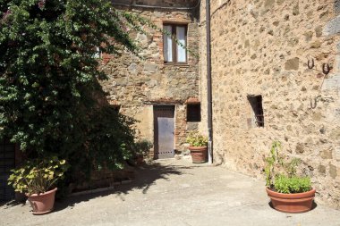 Montemerano (GR), Italy - September 11, 2017: A typical house in Montemerano village, Manciano, Grosseto, Tuscany, Italy, Europe