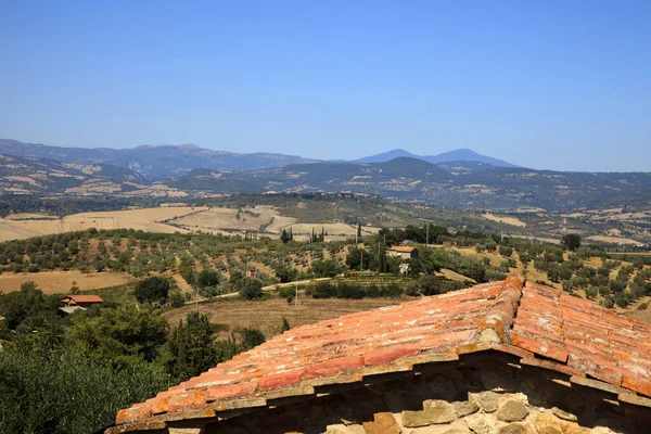 Montemerano Italië September 2017 Heuvels Landschap Land Rond Montemerano Dorp — Stockfoto