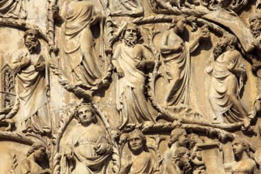 Orvieto (Tr), İtalya - 10 Mayıs 2016: Orvieto katedralinin belli bir cephesi, Terni, Umbria, İtalya