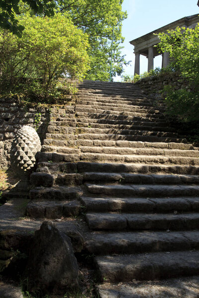 Bomarzo (VT), Italy - May 15, 2016: The "Sacro Bosco" park and garden in Bomarzo, Viterbo, Lazio, Italy